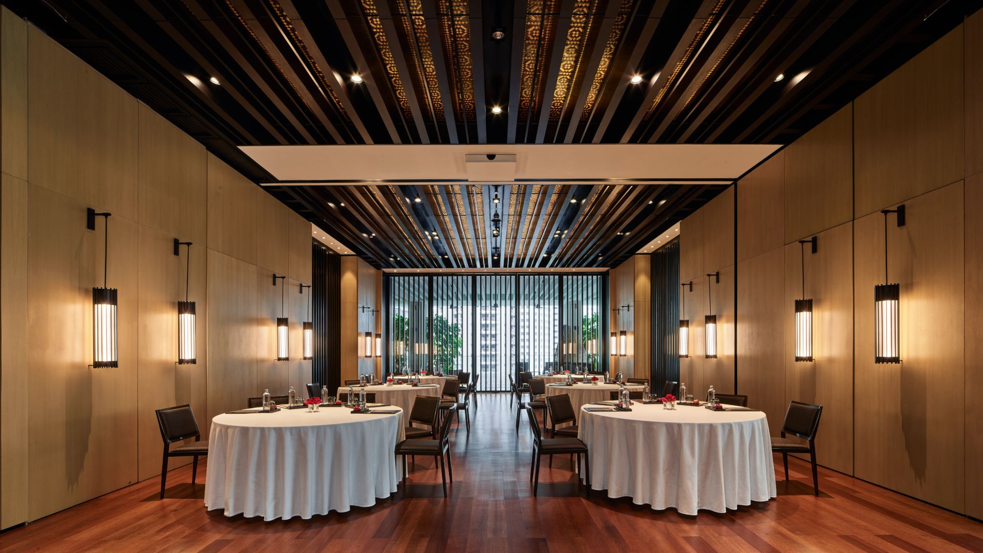 Banquet tables in a meeting room at The RuMa Hotel & Residences