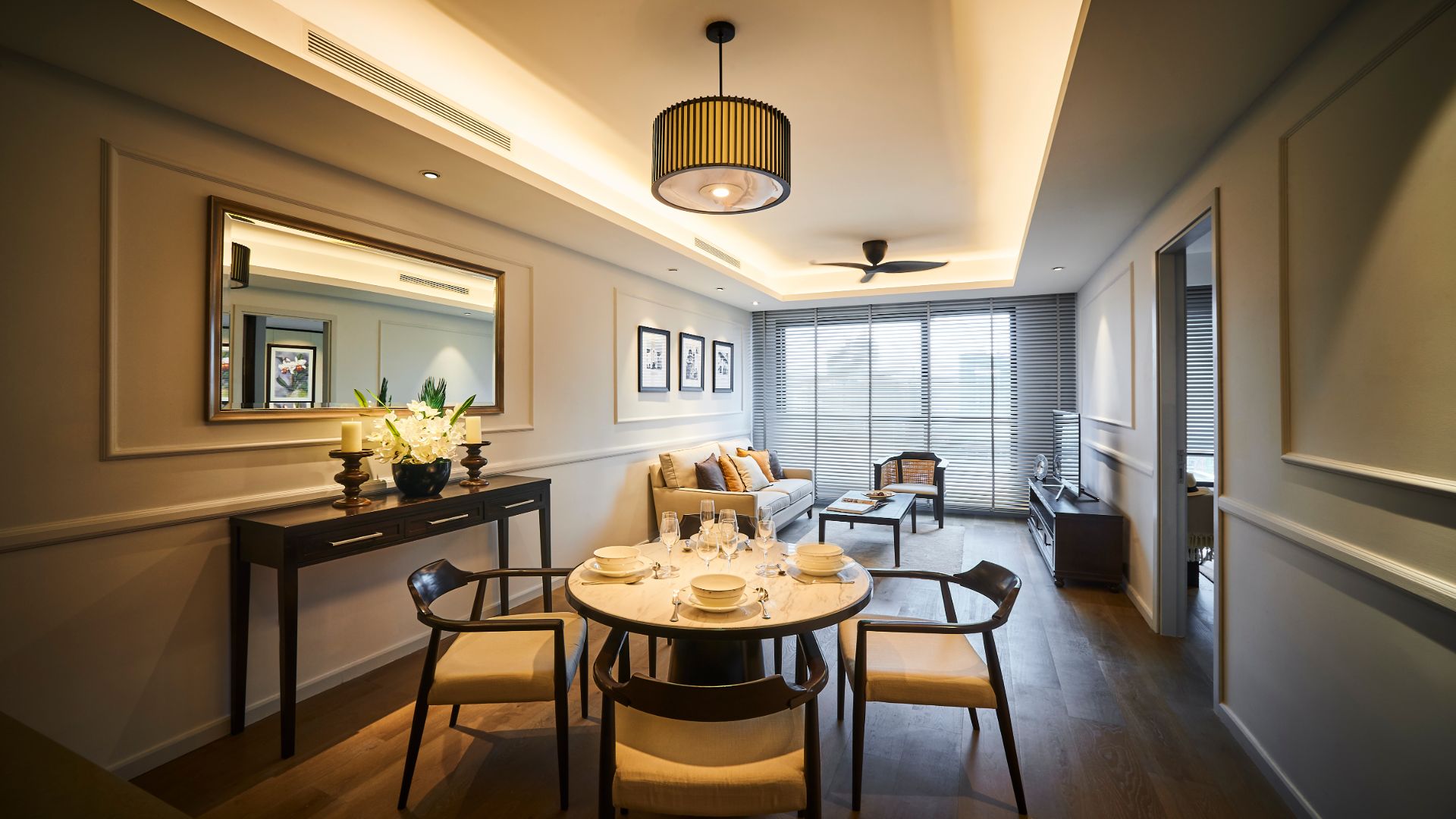 Dining & lounge area in a Suite at The RuMa Hotel & Residences